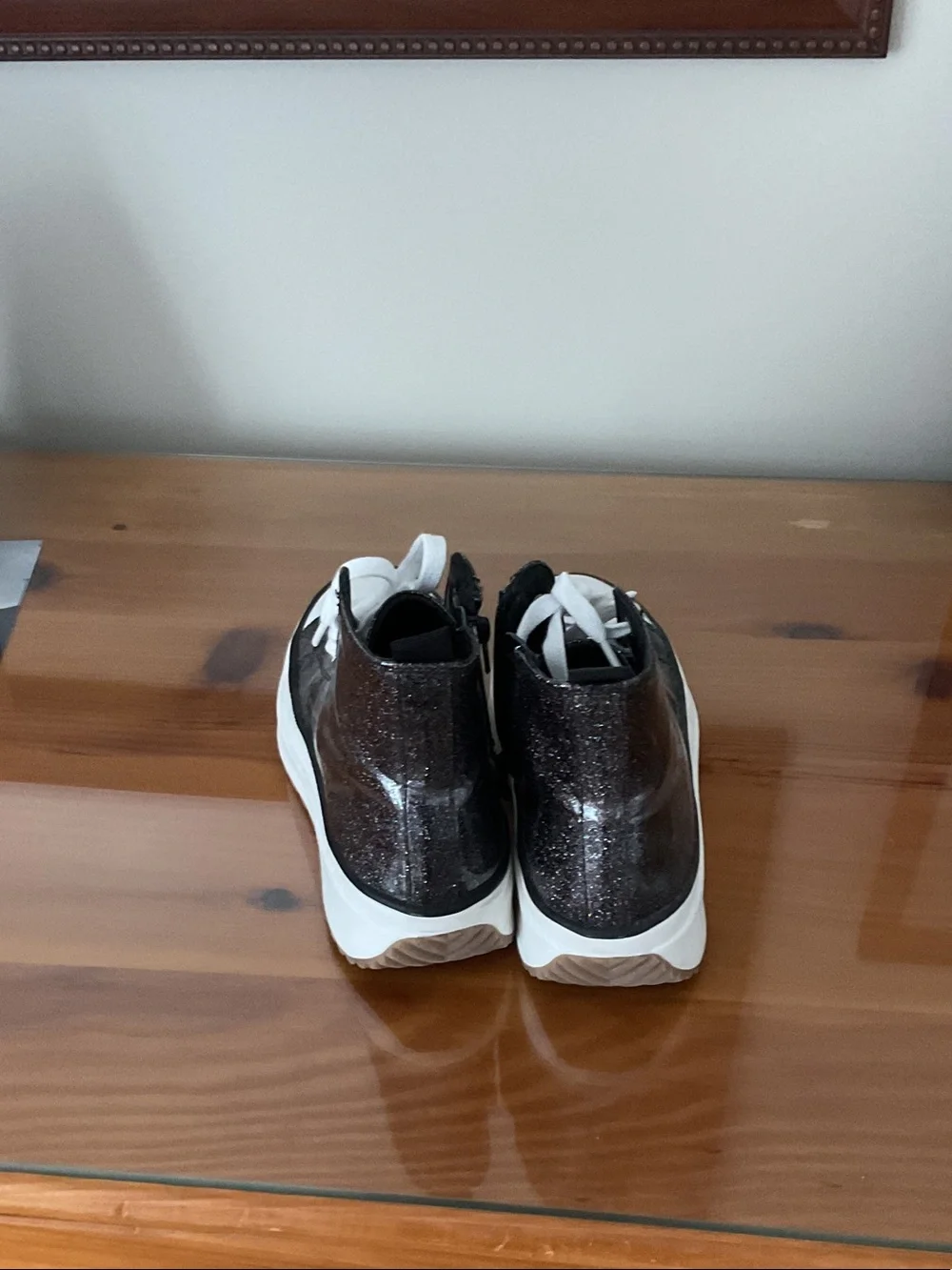 Steve Madden black high Top Lace-Up Sneakers with White Toe Cap